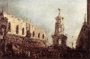 GUARDI, Francesco Carnival Thursday on the Piazzetta dgs oil on canvas